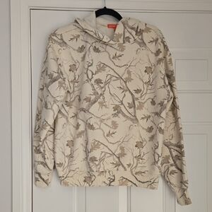 Social Scene Camouflage Hoodie with Tree Branch Pattern "God Is Everywhere "Logo